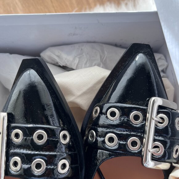 GANNI Wide Welt Buckle Ballerina Flats - Picture 2 of 3